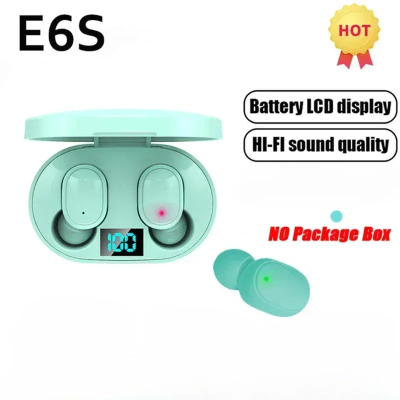 Auriculares inalámbricos Bluetooth E6S TWS con cancelación de ruido y micrófono.