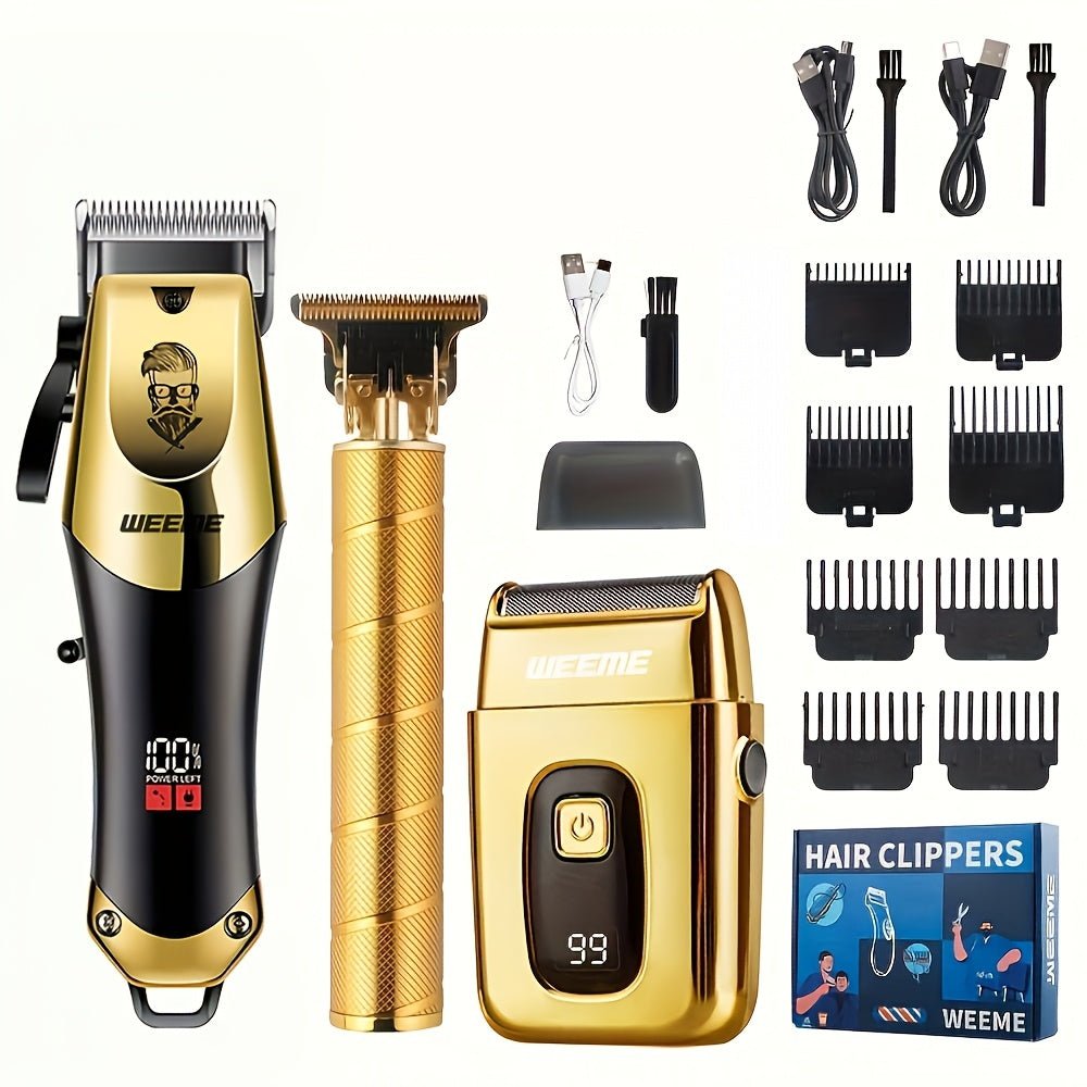 Set de recortadora y maquinilla de afeitar Golden Hair Clipper para hombre