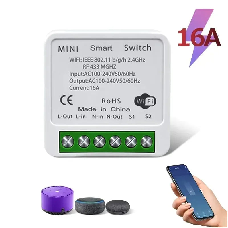Mini interruptor WiFi/Zigbee3.0 DIY para hogar inteligente, módulo de interruptor inteligente de control de 2 vías, compatible con Tuya, Alexa, Google Home y Alice.