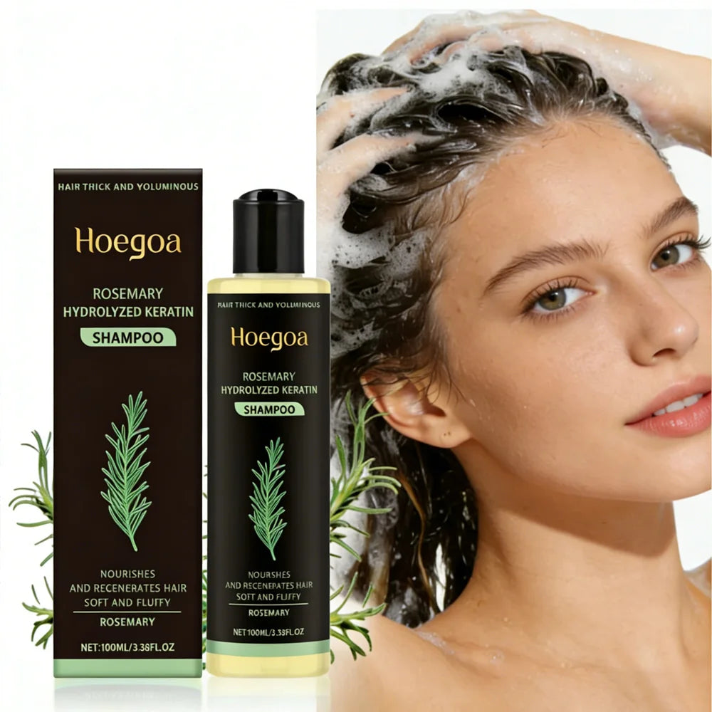 Champú de romero para el crecimiento del cabello, espesante, con queratina hidrolizada, reparador para cabello seco, encrespado y dañado, hidratante y limpiador del cuero cabelludo (3 unidades).