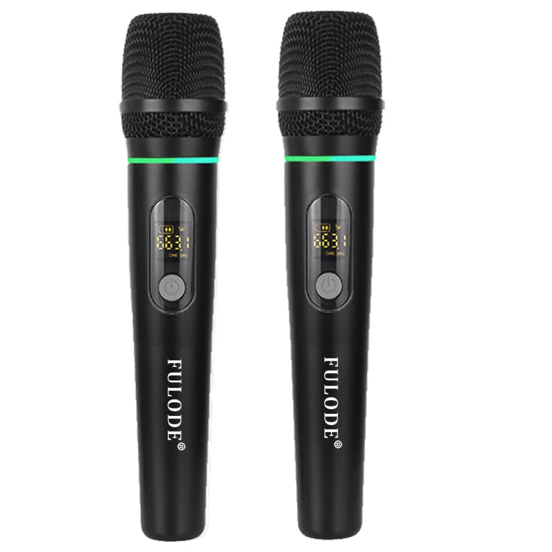 Micrófono FULUODE para karaoke, micrófono inalámbrico profesional, micrófono inalámbrico UHF de mano recargable dinámico