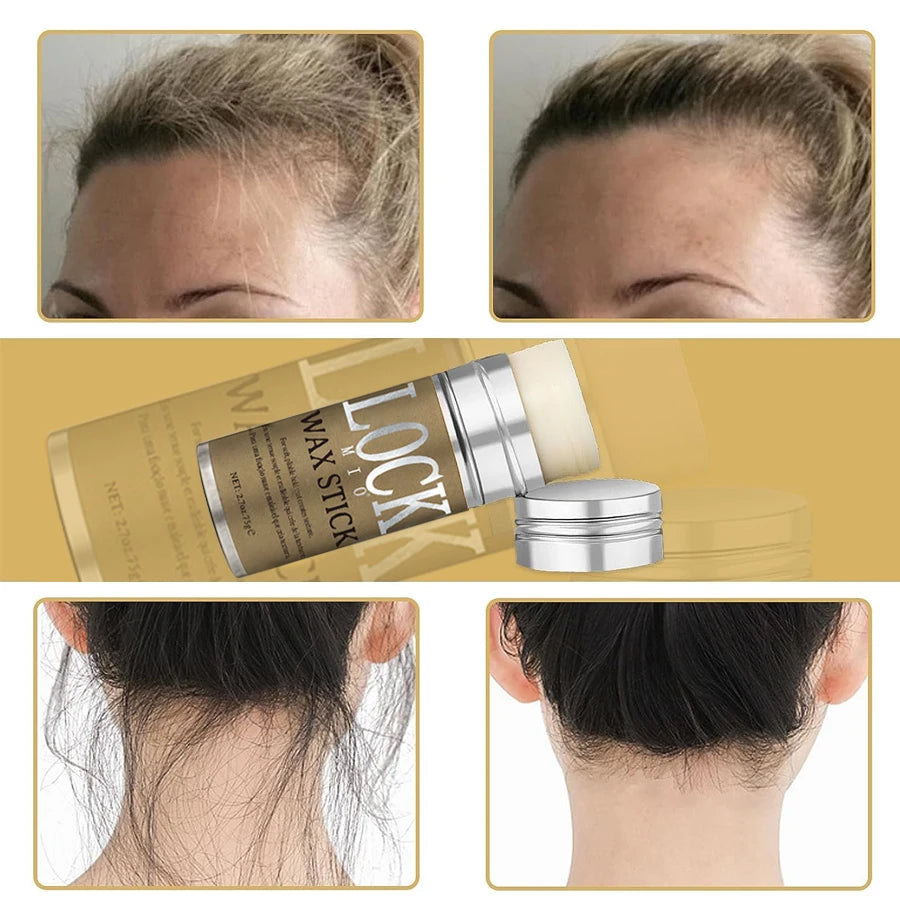Barra de cera LOCKMIO con aceite de coco natural: hidrata, suaviza, alisa y peina el cabello rebelde. Controla los bordes del cabello. Fijación fuerte y duradera.
