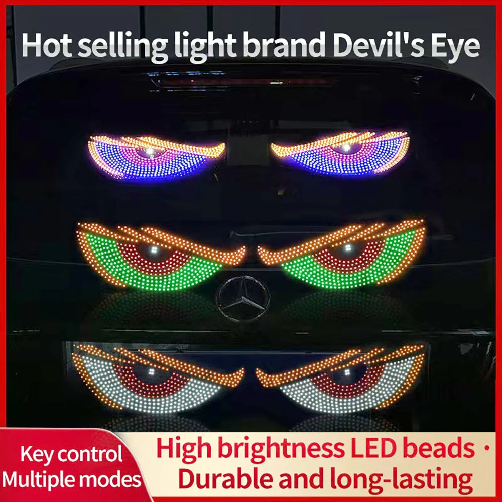 Luz LED dinámica USB de grandes ojos de diablo para coches, programable, flexible, para ventanas, pantalla LED, animada, para coches y camiones.