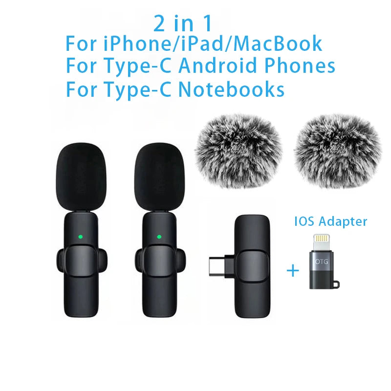 Micrófono de solapa inalámbrico Mini USB-C con reducción de ruido para iPhone y Android, ideal para transmisiones en vivo y entrevistas. Micrófono portátil de mano.
