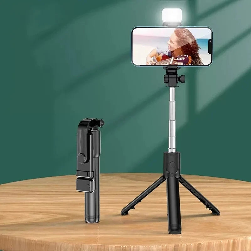 FGCLSY Monopié con disparador remoto y luz de relleno para iPhone, Samsung y Xiaomi. Soporte para teléfono: mini trípode inalámbrico Bluetooth. Palo selfie.