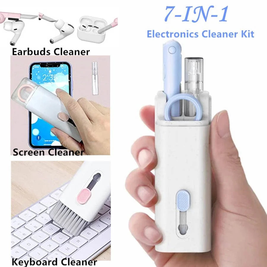 Kit de limpieza portátil 7 en 1 para AirPods Pro/AirPods, auriculares inalámbricos, teléfono y portátil con cepillo - Blanco. Juego de herramientas para el cuidado de dispositivos electrónicos.