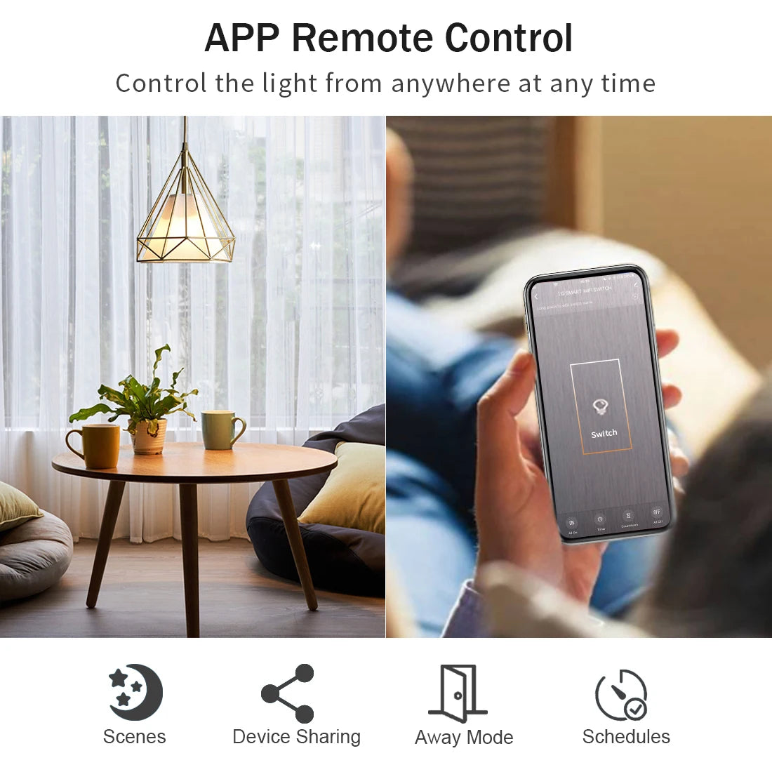 Interruptor de luz inteligente Tuya WiFi para EE. UU. Cable neutro/No requiere cable neutro Interruptor táctil de pared tipo 120 Funciona con Alexa, Google Home