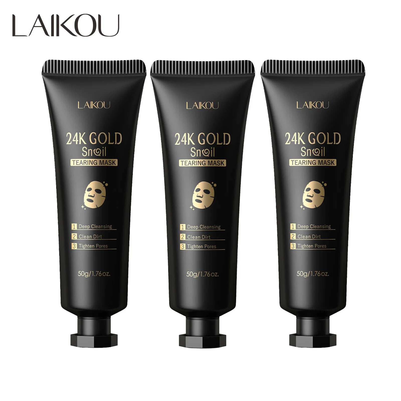 Mascarilla facial exfoliante de oro de 24 quilates con flor de cerezo de LAIKOU, antiarrugas, blanqueadora, para eliminar puntos negros, mascarilla facial desprendible. Productos para el cuidado de la piel.