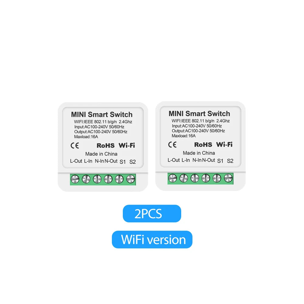 Mini interruptor WiFi/Zigbee3.0 DIY para hogar inteligente, módulo de interruptor inteligente de control de 2 vías, compatible con Tuya, Alexa, Google Home y Alice.