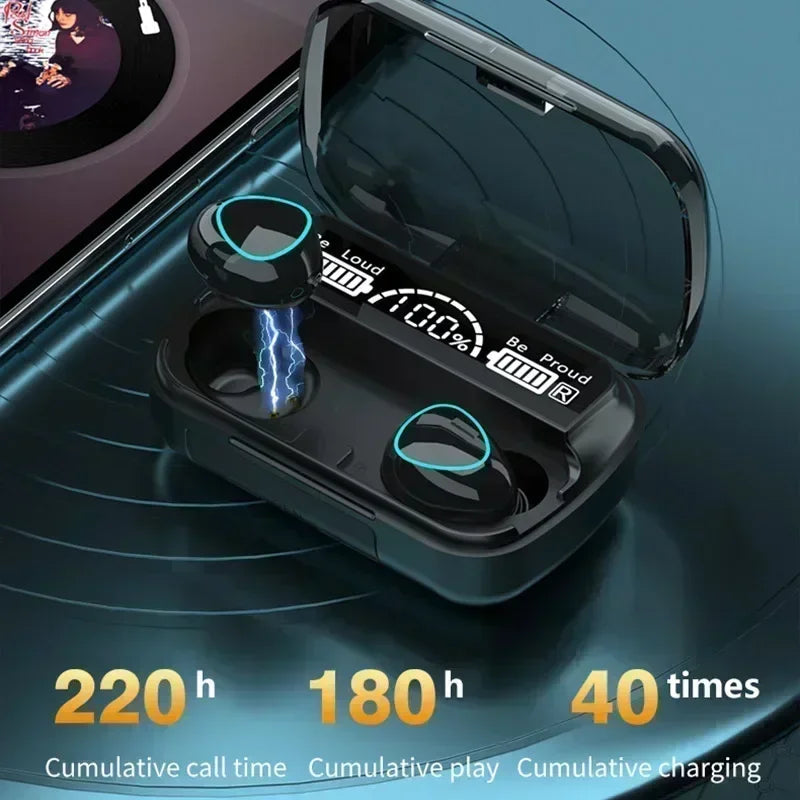 Auriculares Bluetooth M10 manos libres con pantalla LED, auriculares inalámbricos HiFi estéreo para música, resistentes al agua y para juegos.