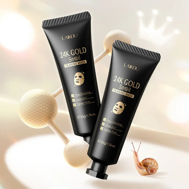Mascarilla facial exfoliante de oro de 24 quilates con flor de cerezo de LAIKOU, antiarrugas, blanqueadora, para eliminar puntos negros, mascarilla facial desprendible. Productos para el cuidado de la piel.