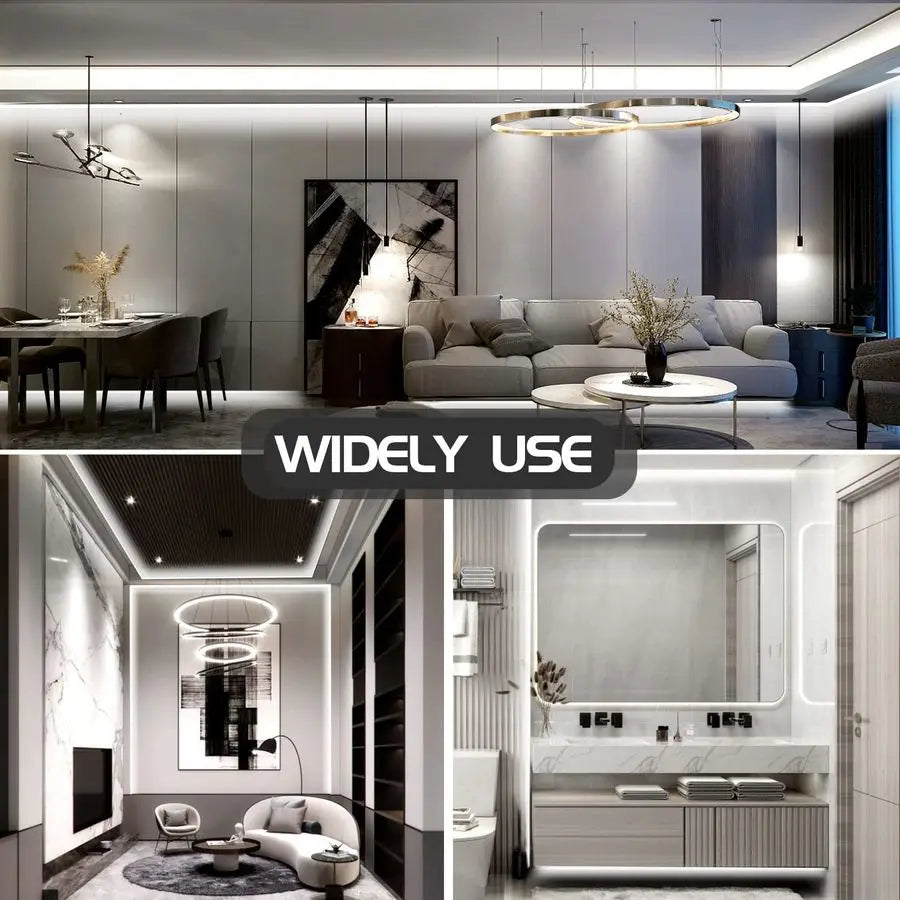 Tiras de luces LED impermeables, luz blanca diurna de 6000K IP44, tira de luz de 15M 12V con fuerte adhesivo 3M, para el hogar, cocina, patio.