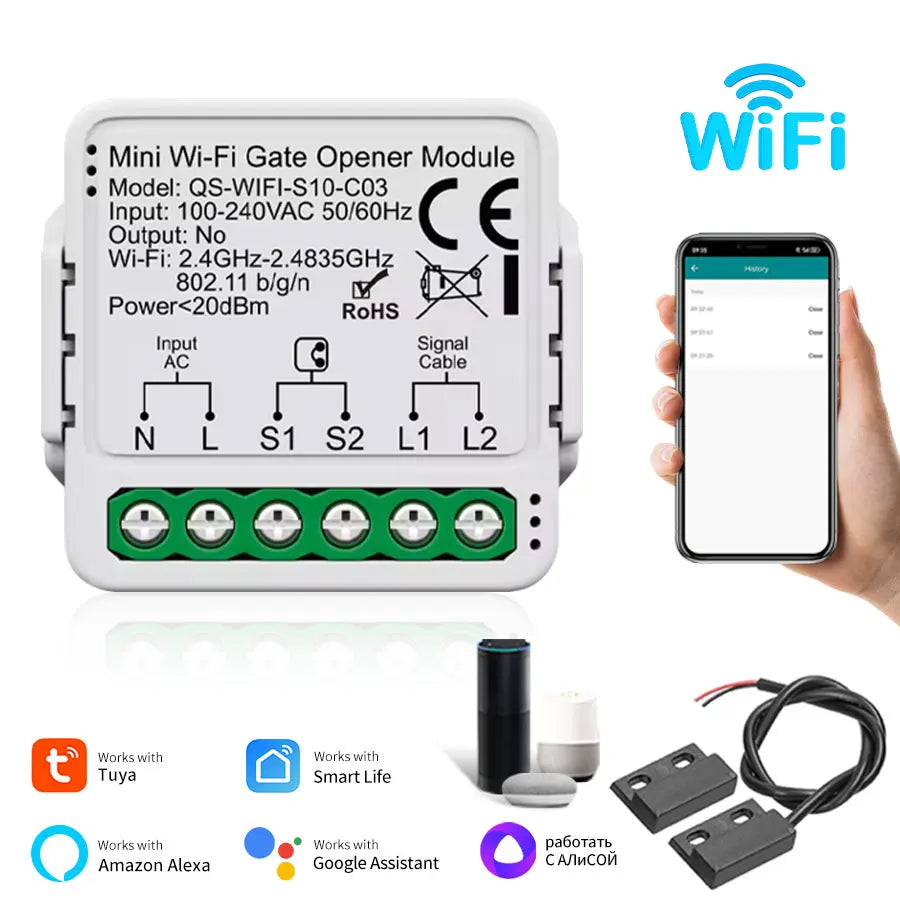 Mini interruptor WiFi/Zigbee3.0 DIY para hogar inteligente, módulo de interruptor inteligente de control de 2 vías, compatible con Tuya, Alexa, Google Home y Alice.