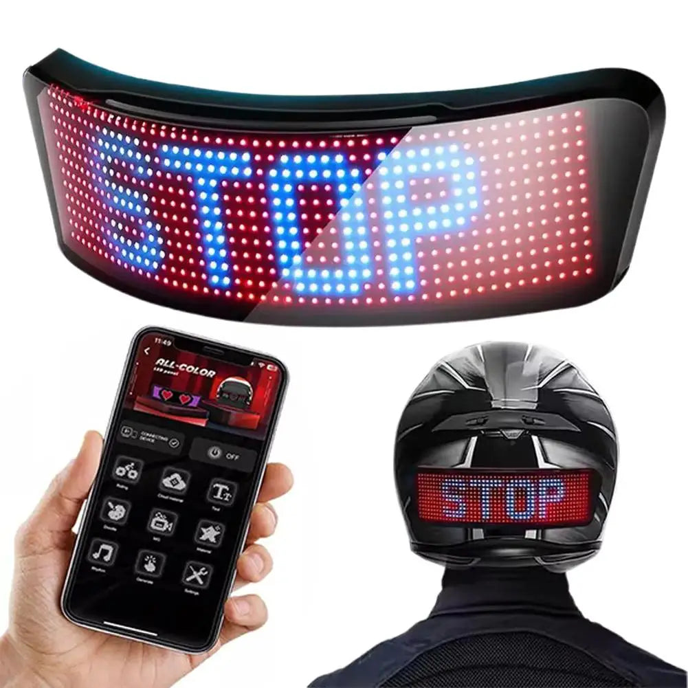 2025 Luz de advertencia para casco de motocicleta, conducción nocturna, DIY, pantalla LED programable para casco, pantalla LED RGB, luz trasera B K8D8