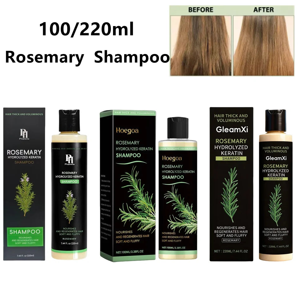 Champú de romero orgánico de 100 ml/220 ml con aceite espesante para el crecimiento del cabello, ideal para cabello fino y con caída. Champú natural voluminizador.