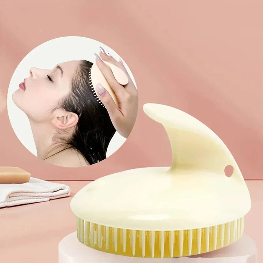 Cepillo de silicona para champú, cabezal de masaje para el cuero cabelludo, peine para lavar el cabello, cepillo de masaje corporal, cepillo para ducha y baño.