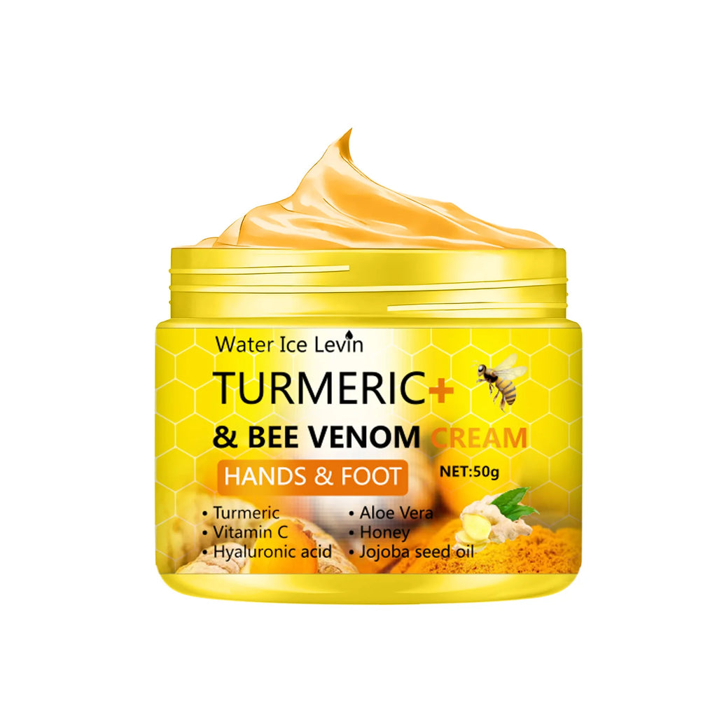 Crema de cúrcuma y veneno de abeja para pies agrietados y resecos, reparadora y para eliminar la piel muerta de las manos y los pies (50 g).