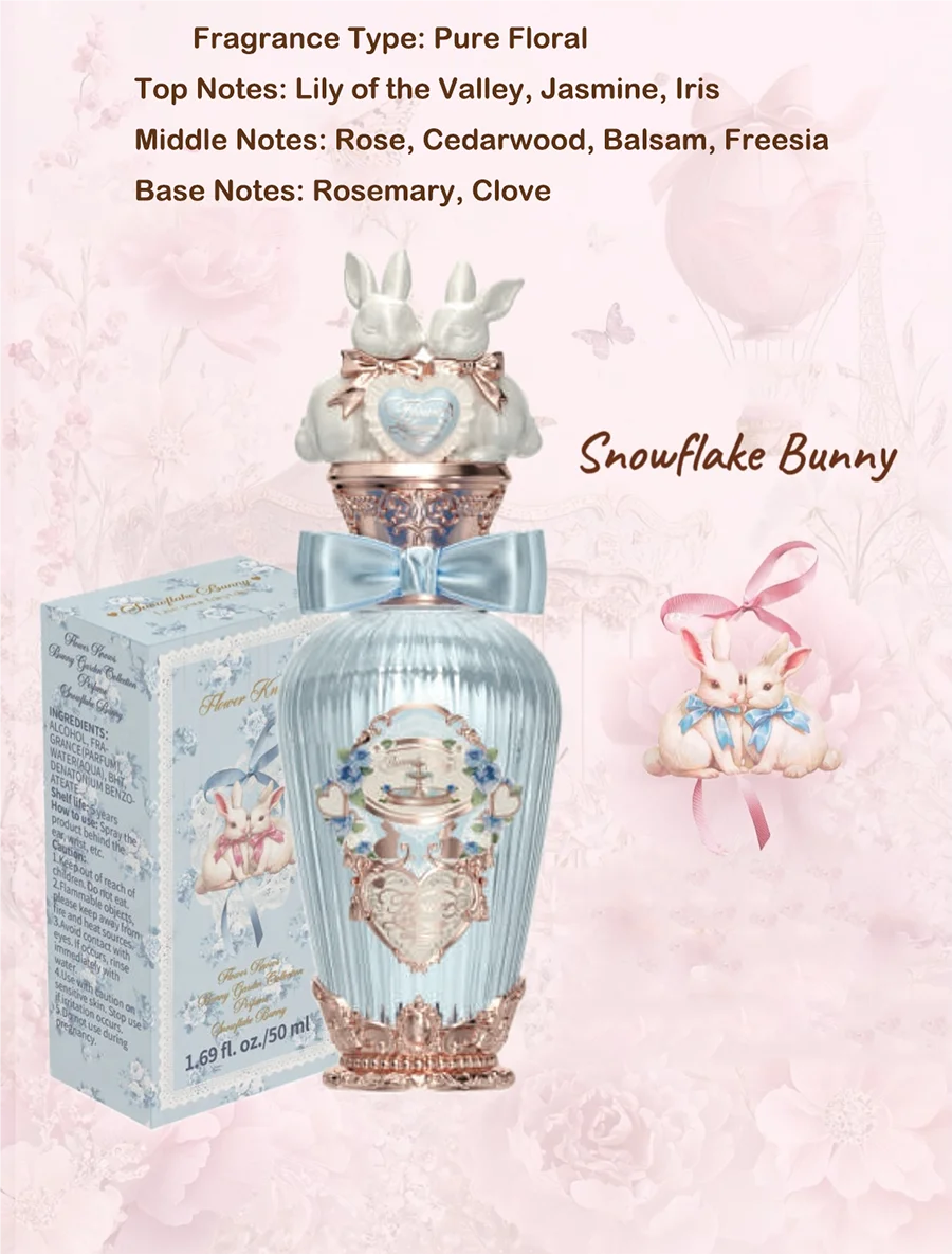 Perfume Flower Knows 2026 Bunny Garden - Fragancia floral cítrica yuzu de larga duración, vegana, libre de crueldad animal, aroma de lujo para mujeres.