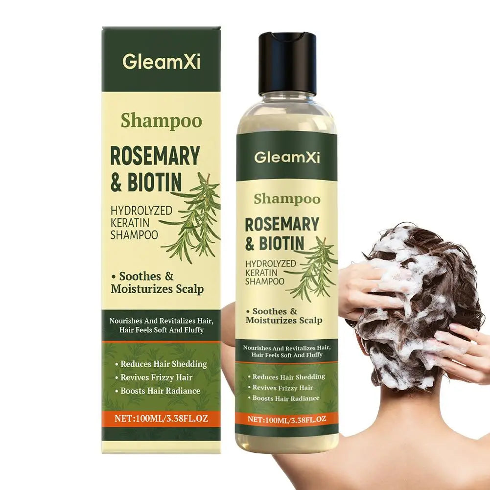 Champú de romero con queratina hidrolizada, limpieza suave, espesante, fortalecedor, voluminizador e hidratante para el cabello.