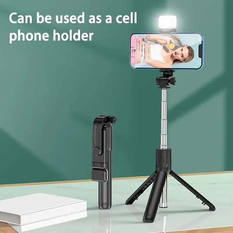 FGCLSY Monopié con disparador remoto y luz de relleno para iPhone, Samsung y Xiaomi. Soporte para teléfono: mini trípode inalámbrico Bluetooth. Palo selfie.