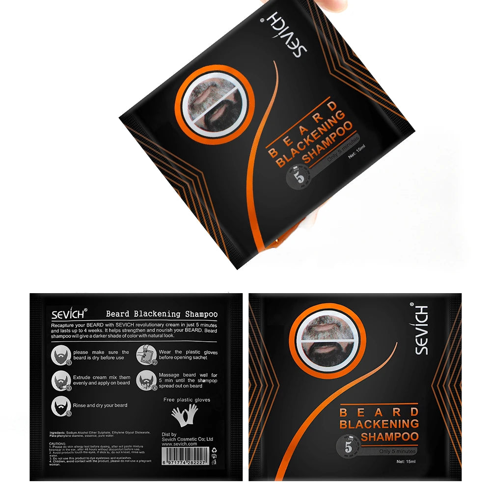 Tinte instantáneo para el cabello, champú para barba negra, pintura para barba, tinte para barba para hombres, tinte natural temporal para bigote negro, champú para dropshipping