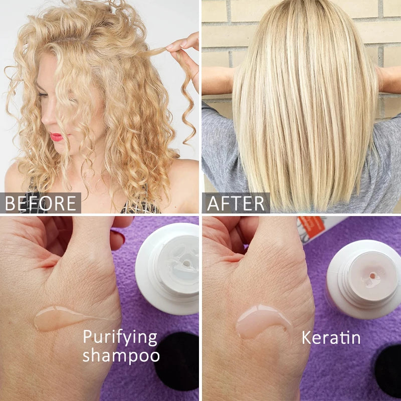 Tratamiento de queratina PURC Champú Acondicionador Productos para alisar el cabello Mascarilla alisadora reparadora Cuidado para alisar el cabello rizado