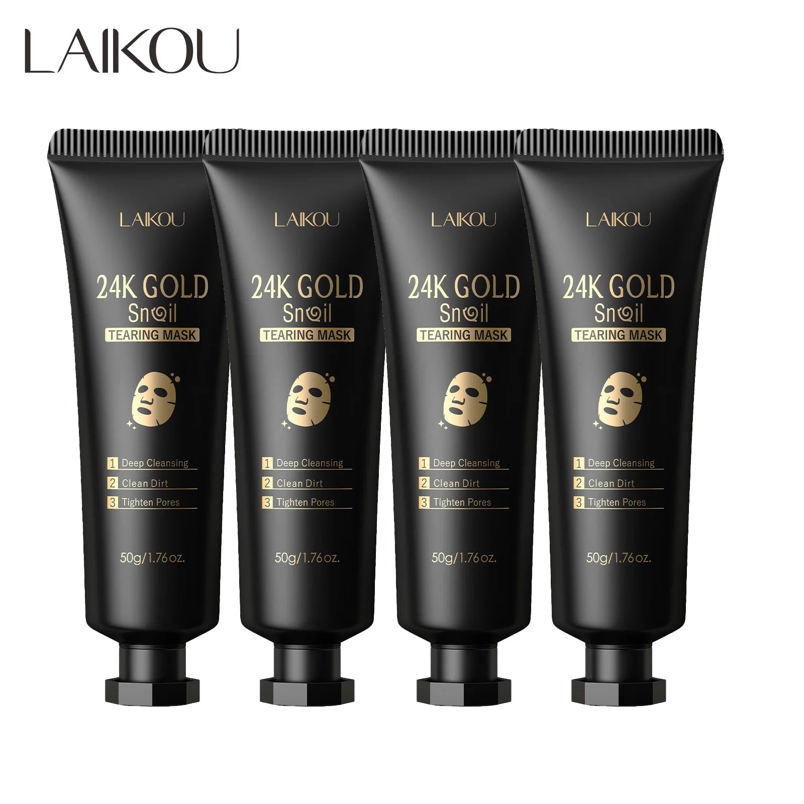 Mascarilla facial exfoliante de oro de 24 quilates con flor de cerezo de LAIKOU, antiarrugas, blanqueadora, para eliminar puntos negros, mascarilla facial desprendible. Productos para el cuidado de la piel.