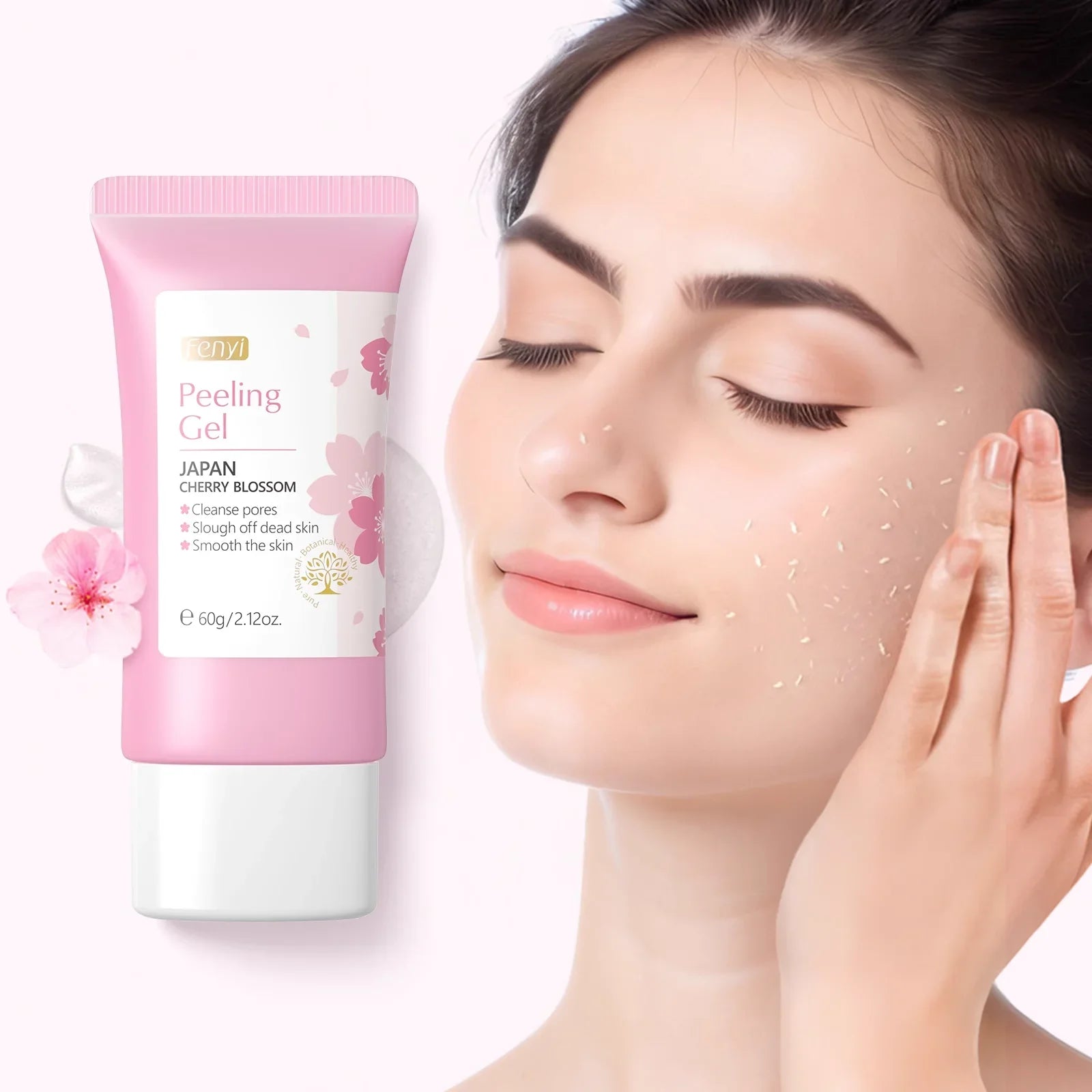 Gel exfoliante facial de limpieza profunda Sakura para el cuidado de la piel, blanqueador, hidratante y reparador, 60 g