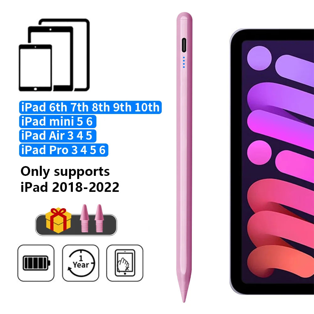Lápiz óptico para Apple Pencil con indicadores LED de encendido y rechazo de palma. Lápiz táctil para iPad 2025, 2022, 2021, 2020, 2019 y 2018.