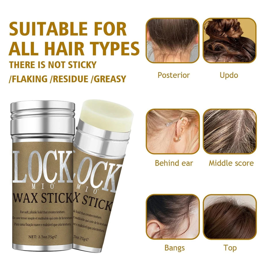 Barra de cera LOCKMIO con aceite de coco natural: hidrata, suaviza, alisa y peina el cabello rebelde. Controla los bordes del cabello. Fijación fuerte y duradera.