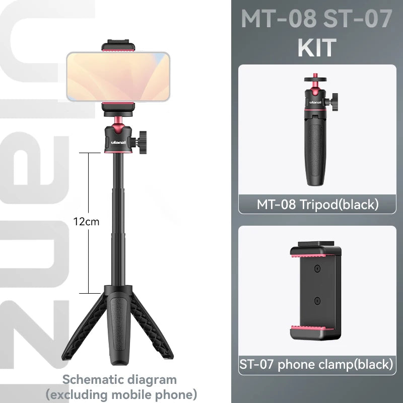 Trípode mini Ulanzi MT-08, color blanco, plegable, monopié, con montura de 1/4'', universal para DSLR, Android, iPhone y smartphones.