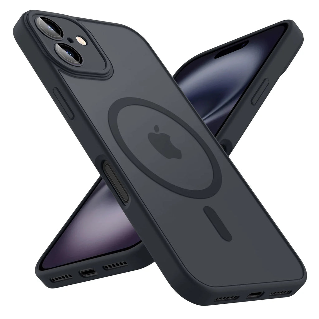 Funda de lujo magnética, mate, translúcida y a prueba de golpes para iPhone 11 12 13 14 15 16 con cubierta de carga inalámbrica MagSafe.