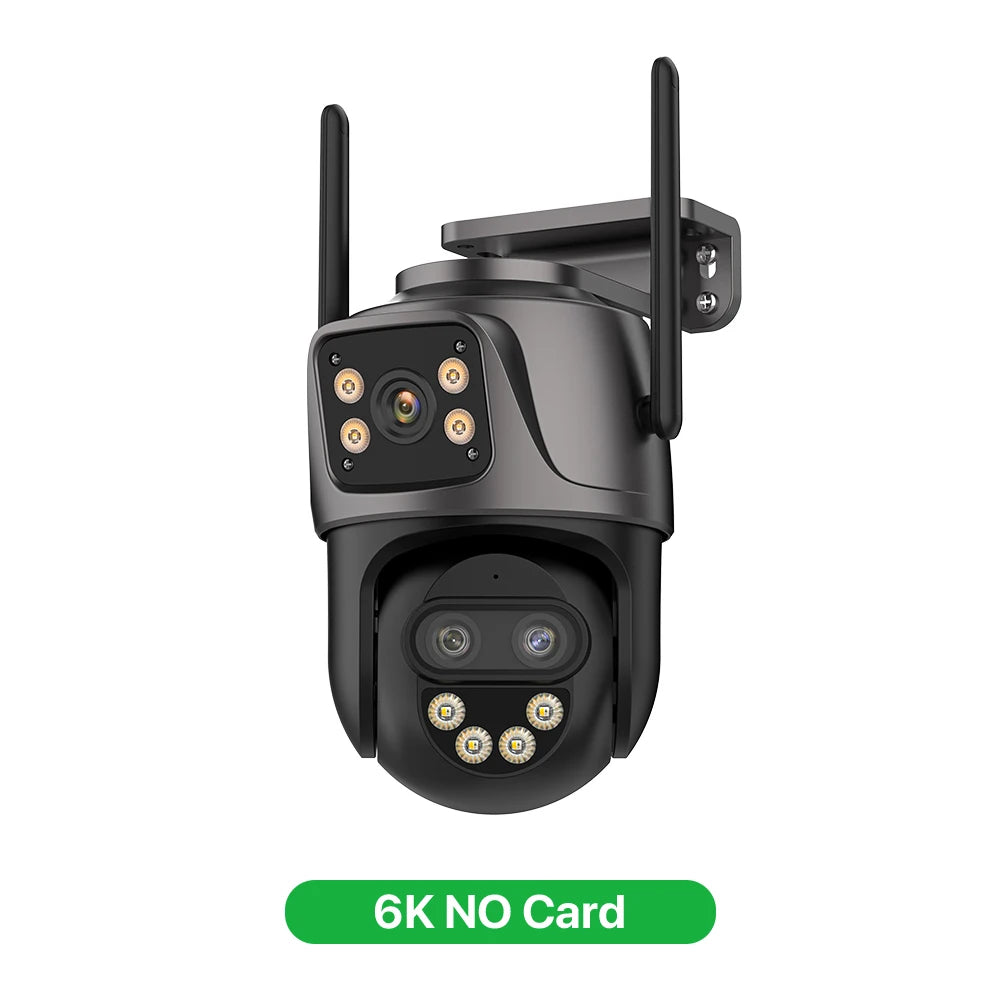 Cámara IP HD 6K 9MP para exteriores, cámara WiFi externa de tres lentes, pantalla dual 4K/2K, cámara de seguridad PTZ con seguimiento automático y vigilancia iCSee