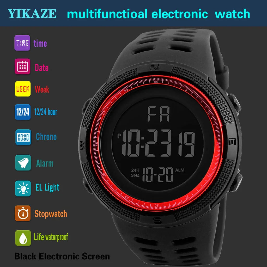 Reloj electrónico para hombre, relojes deportivos militares, reloj de pulsera digital LED multifunción luminoso para hombre, niños, estudiantes y adolescentes.