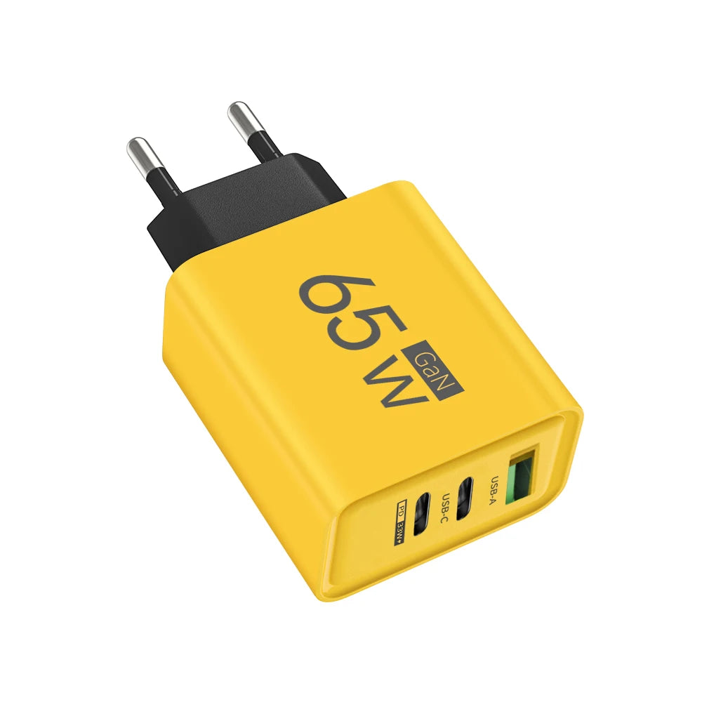Cargador rápido GaN PD 3 en 1 para iPhone 15, Samsung, Huawei y Xiaomi: adaptador de carga rápida con puertos USB tipo C y USB.