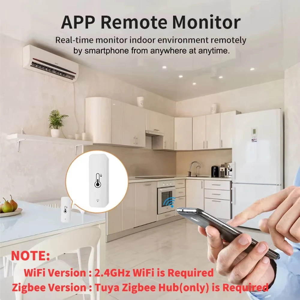 Sensor inteligente de temperatura y humedad ZigBee 3.0 Higrómetro de interior WiFi Tuya APP Monitoreo Actualizaciones en tiempo real APP Amart Home Alexa