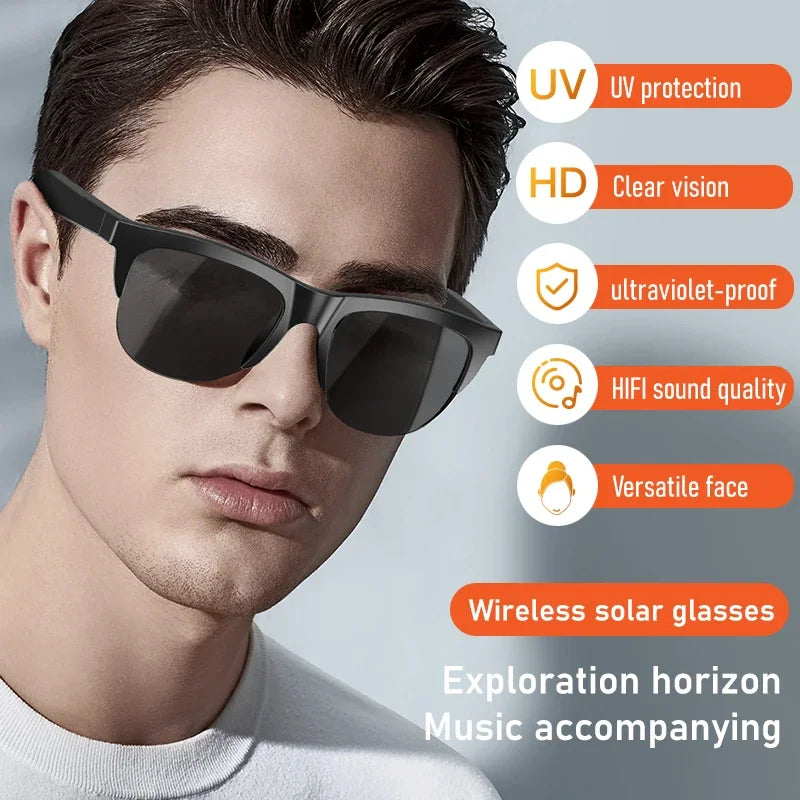 Nuevas gafas de sol inteligentes Bluetooth V5.3, ideales para deportes al aire libre, con auriculares HIFI, color negro, tecnología anti-contacto y protección UV para hombres y mujeres.