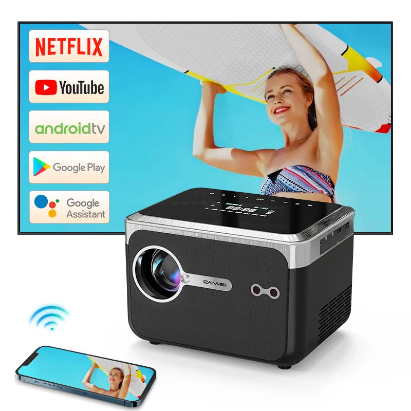 Proyector portátil inteligente Google Android TV OEM/ODM, procesador de cuatro núcleos, Android 11, 5G, WIFI, LED, 4K y 8K.