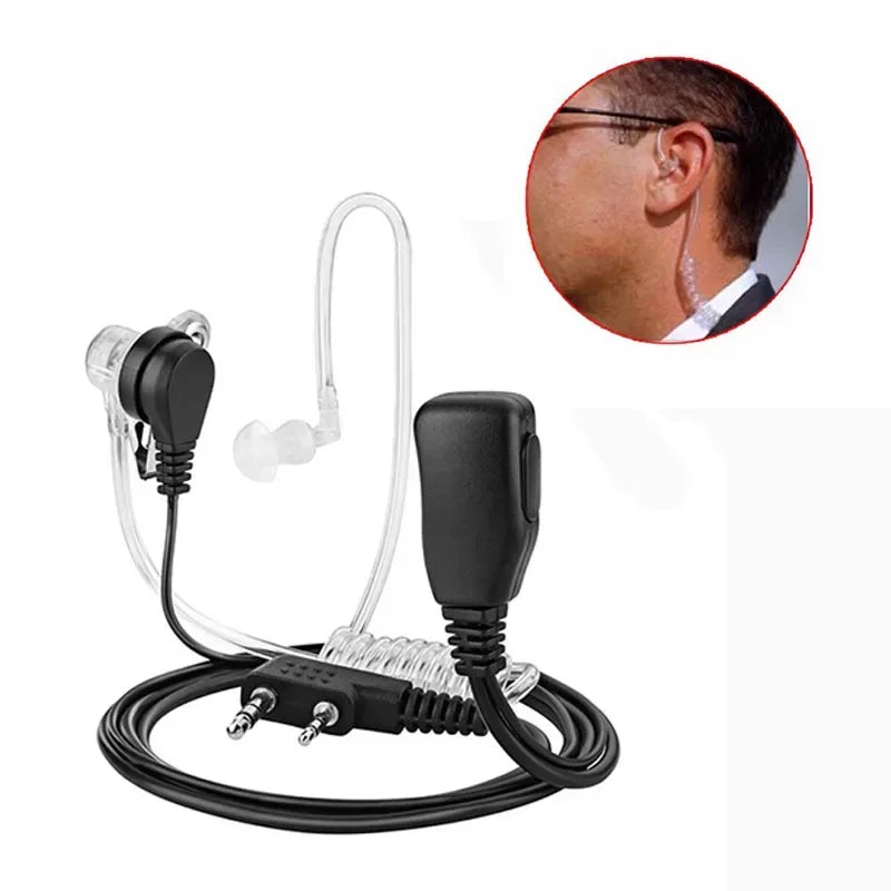 Auriculares con micrófono PTT de 2 pines, tubo acústico oculto, auricular intrauditivo para radios CB Kenwood TYT Baofeng UV-5R BF-888S.