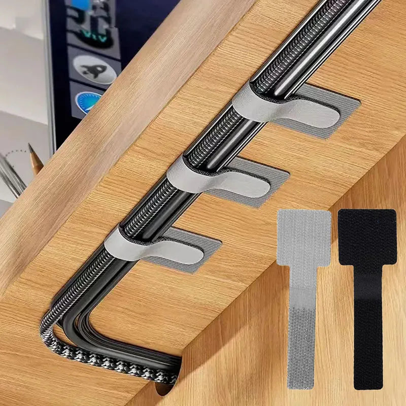Bridas reutilizables para cables, organizador de cables, soporte para cuerdas, autoadhesivas, ajustables, para organización de escritorio.