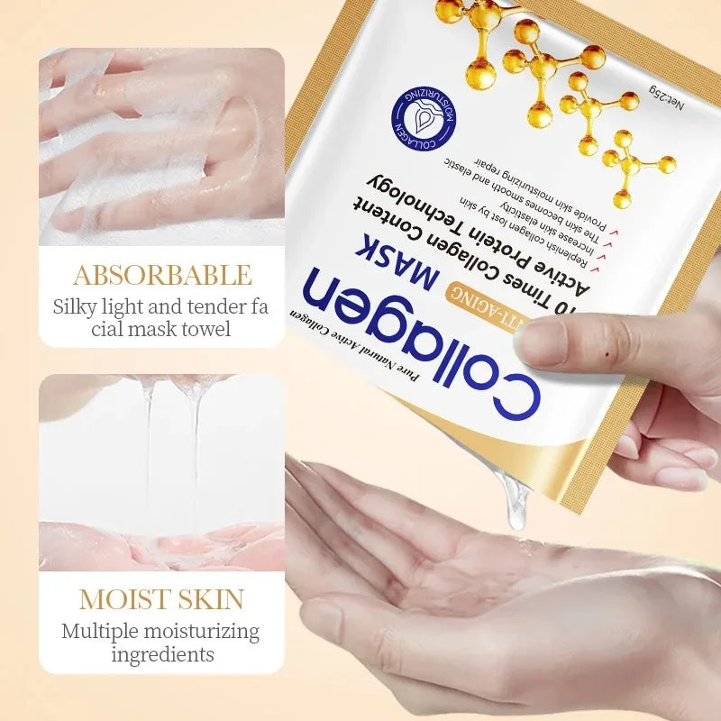 5/10/20/30 unidades Mascarilla facial de colágeno SADOER Reafirmante Hidratante Reparadora Iluminadora Cuidado de la piel Mascarilla facial de tela Mascarillas faciales Cuidado de la piel