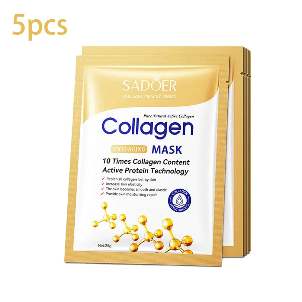 5/10/20/30 unidades Mascarilla facial de colágeno SADOER Reafirmante Hidratante Reparadora Iluminadora Cuidado de la piel Mascarilla facial de tela Mascarillas faciales Cuidado de la piel