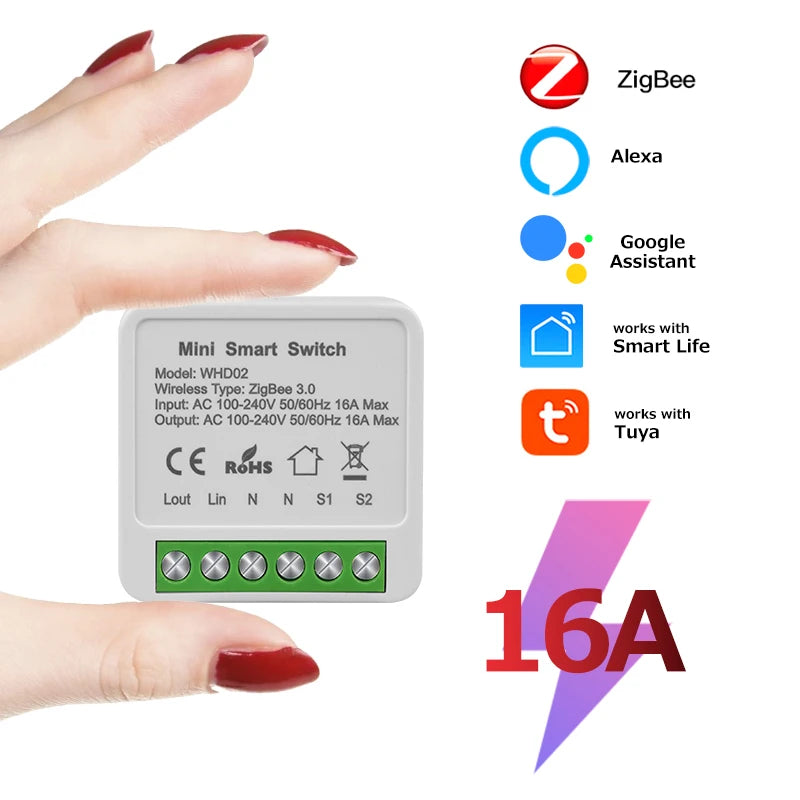 Mini interruptor WiFi/Zigbee3.0 DIY para hogar inteligente, módulo de interruptor inteligente de control de 2 vías, compatible con Tuya, Alexa, Google Home y Alice.