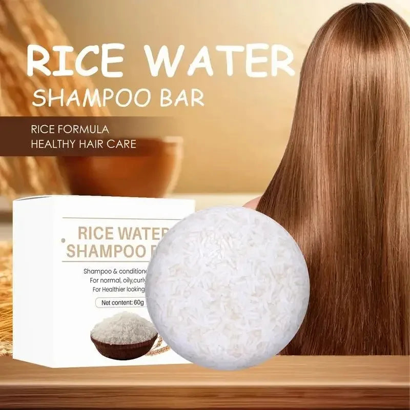 Jabón sólido de champú de arroz orgánico sin aceite, jabón acondicionador, agua de arroz, proteína, nutritivo, anticaída, para el crecimiento del cabello.
