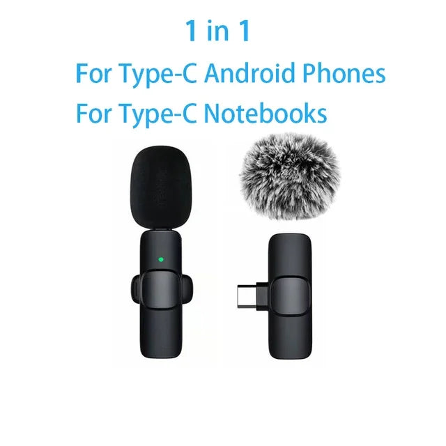 Micrófono de solapa inalámbrico Mini USB-C con reducción de ruido para iPhone y Android, ideal para transmisiones en vivo y entrevistas. Micrófono portátil de mano.