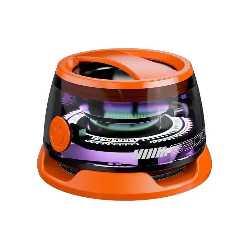 Mini altavoz estéreo de viaje para exteriores, altavoz Bluetooth magnético inalámbrico portátil con luz RGB y soporte para teléfono (compatible con iOS).