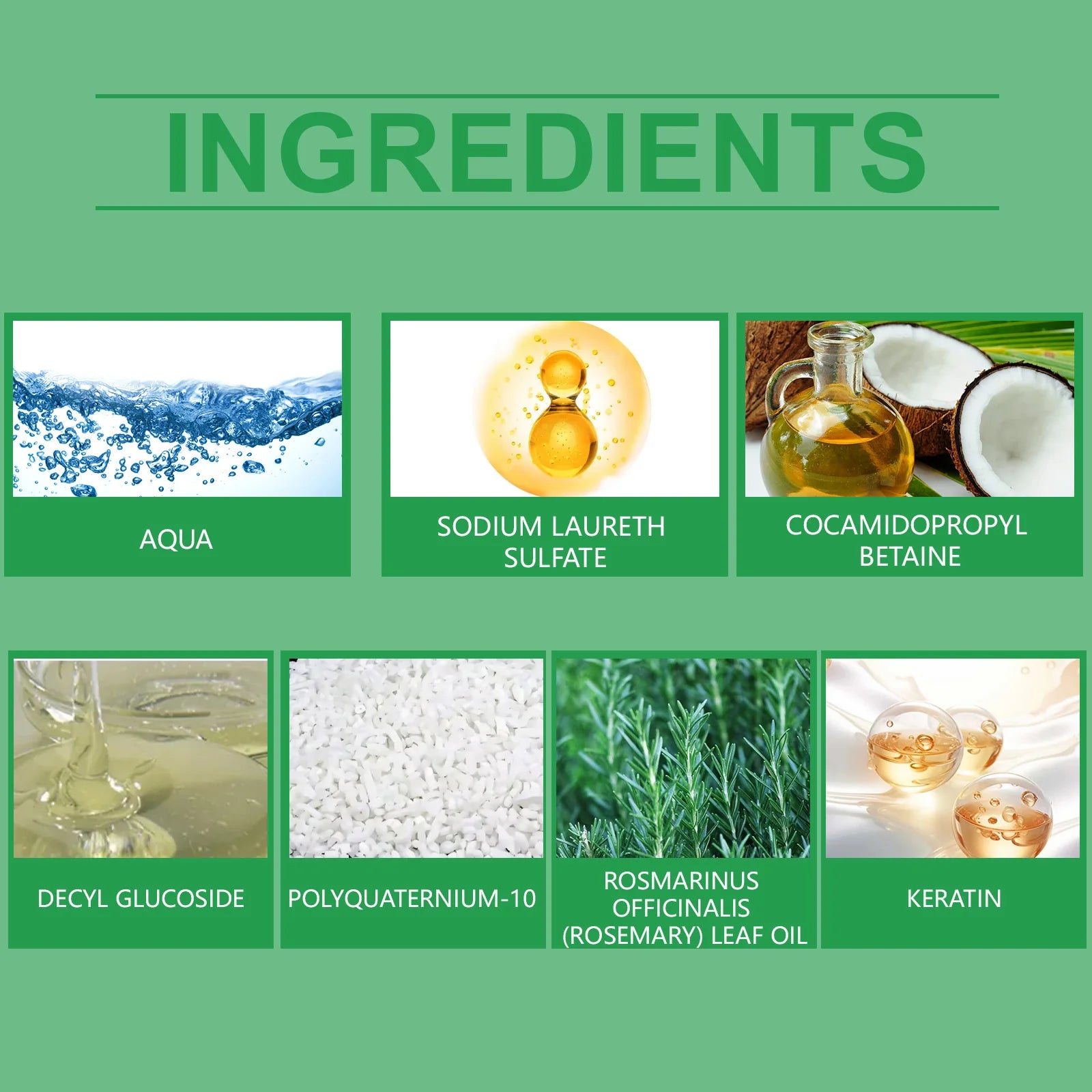 Champú de romero para el crecimiento del cabello, espesante, con queratina hidrolizada, reparador para cabello seco, encrespado y dañado, hidratante y limpiador del cuero cabelludo (3 unidades).