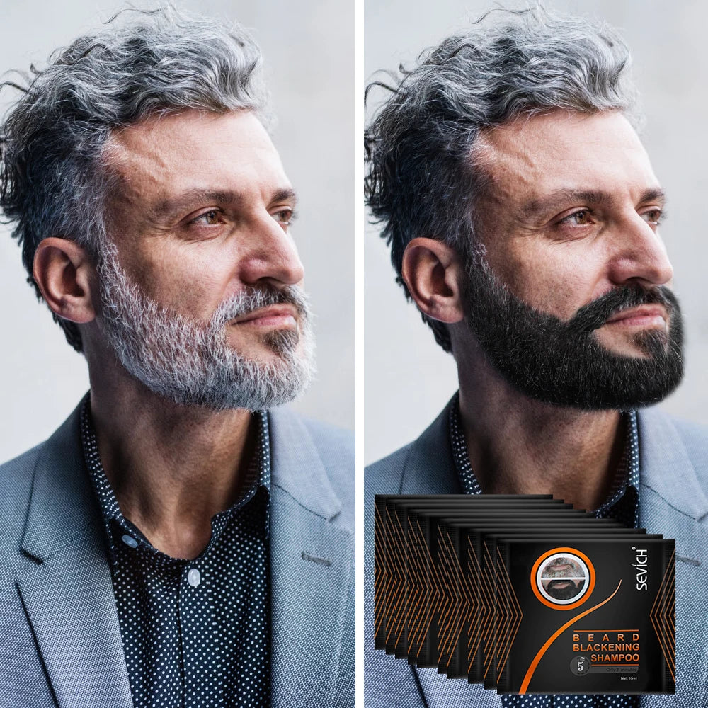 Tinte instantáneo para el cabello, champú para barba negra, pintura para barba, tinte para barba para hombres, tinte natural temporal para bigote negro, champú para dropshipping