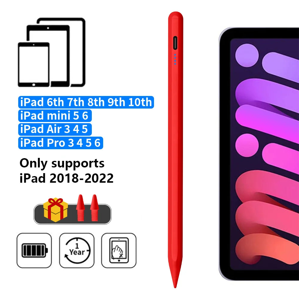 Lápiz óptico para Apple Pencil con indicadores LED de encendido y rechazo de palma. Lápiz táctil para iPad 2025, 2022, 2021, 2020, 2019 y 2018.