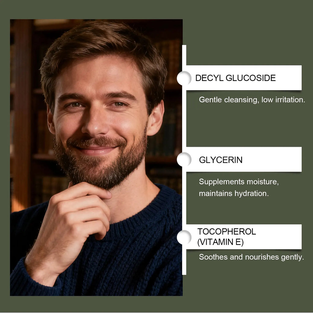 Set de cuidado personal para hombre: champú y bálsamo para barba, gel de ducha, bálsamo para manos. Set de regalo de Navidad para hombre. Caja de cuidado nutritivo para la piel.
